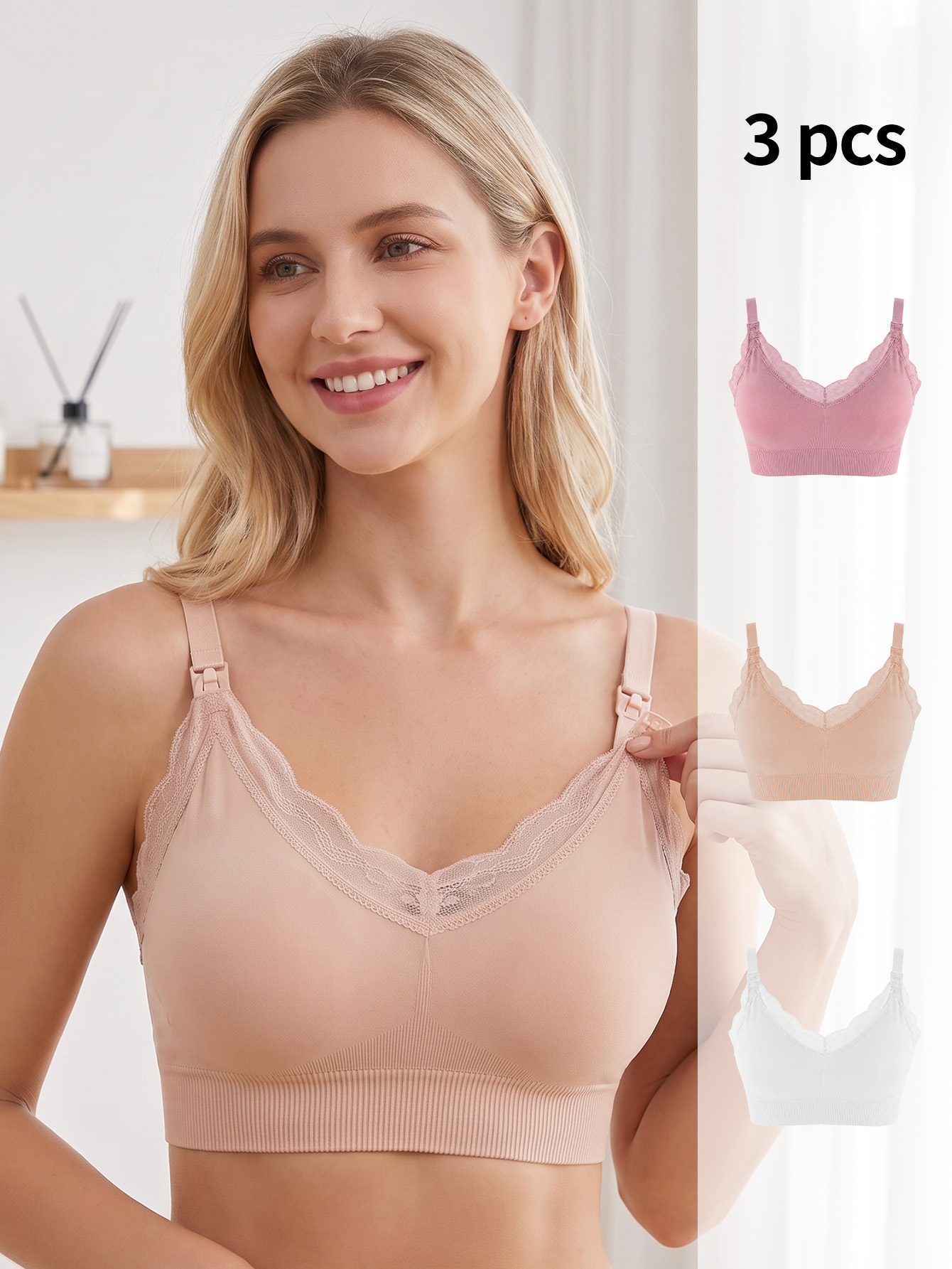 Nursing Bra Sleep - 3 Pcs Nursing Maternity Bra, Wireless