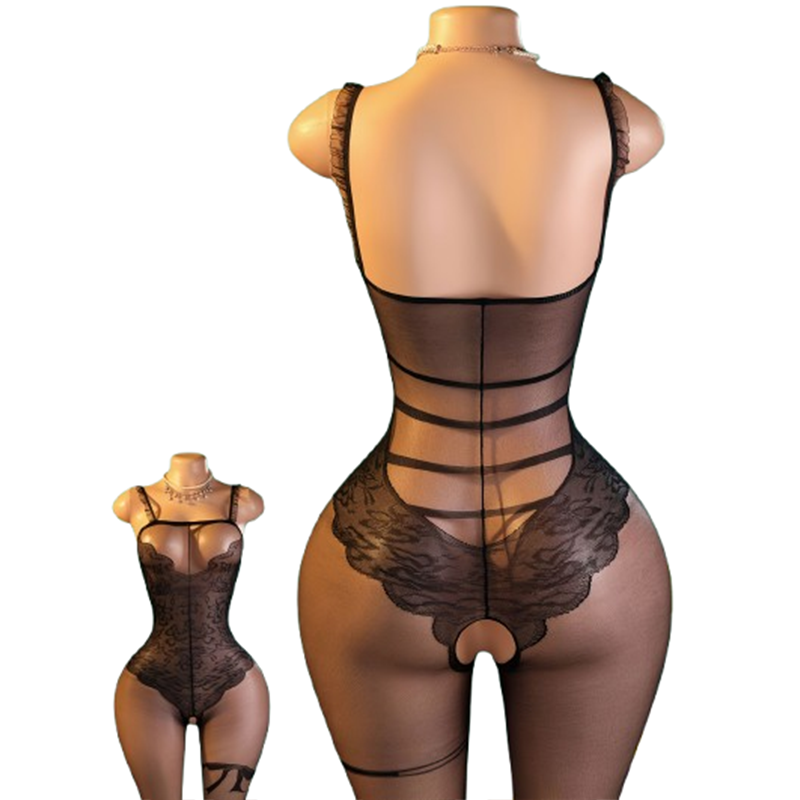 1-Piece Black Lace & Sheer Mes - Lace Teddy Lingerie 评论和价格