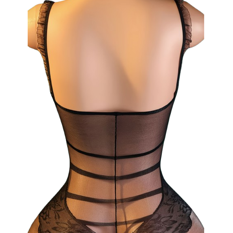 1-Piece Black Lace & Sheer Mes - Lace Teddy Lingerie 评论和价格