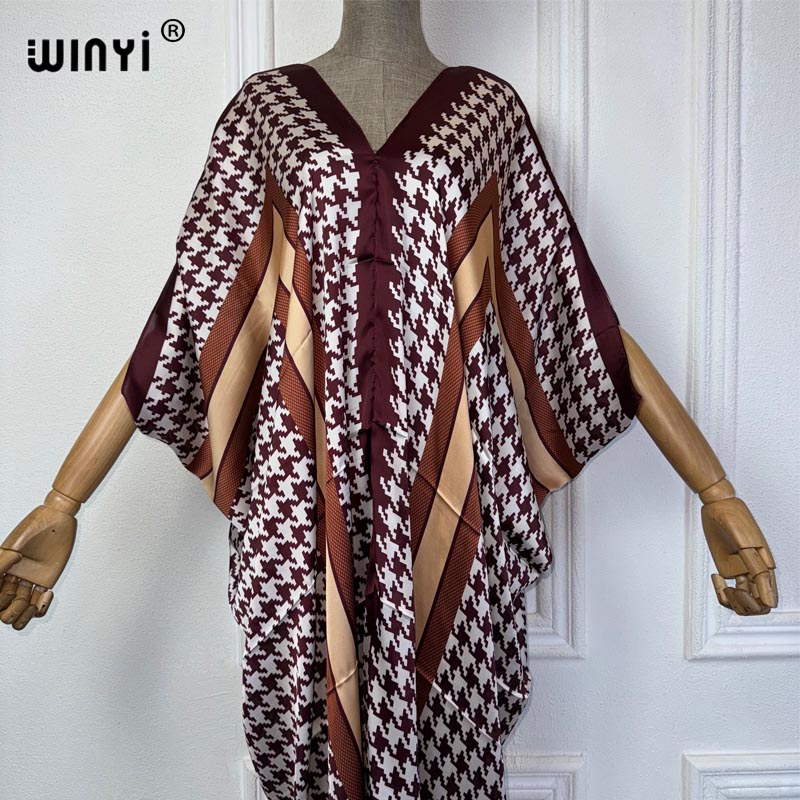 WINYI Summer african V-neck dr - Robe Silk Women 评论和价格