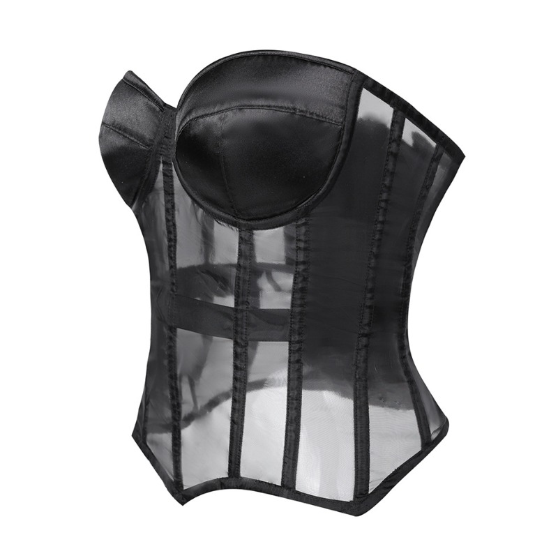 Black Strapless Mesh See-Throu - Corset Waist Cinch 评论和价格