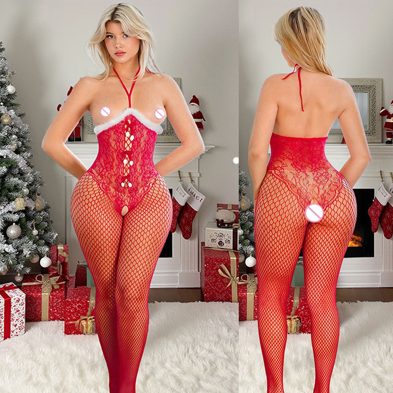 Christmas Roleplay Outfit Wome - Bodystocking Fishnet 评论和价格