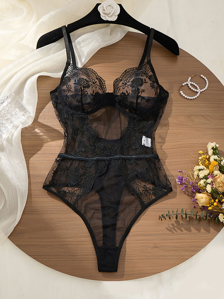 Women Floral Lace Bodysuit Bla - Lace Teddy Lingerie 评论和价格