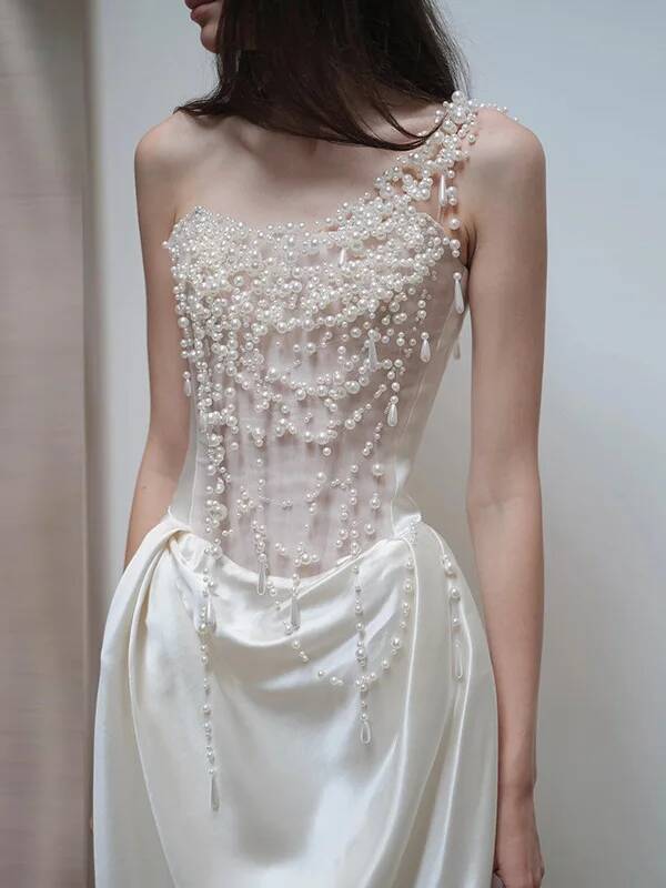 Cos 2025 French Strapless Even - Slip Dress Satin 评论和价格
